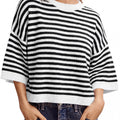 Saodimallsu Women Striped Short Sleeve Knit Top