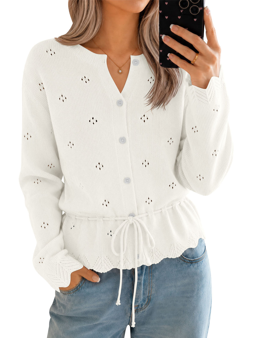Saodimallsu Women Crochet Cardigan Sweater