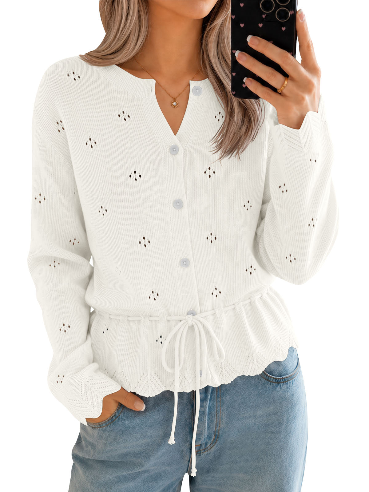 Saodimallsu Women Crochet Cardigan Sweater