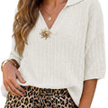 Saodimallsu Womens Polo Collar Ribbed Sweater