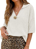 Saodimallsu Womens Polo Collar Ribbed Sweater