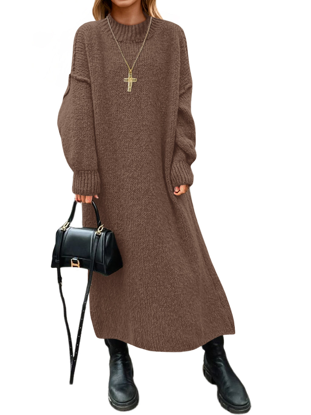 Saodimallsu Womens Mock Neck Sweater Dress