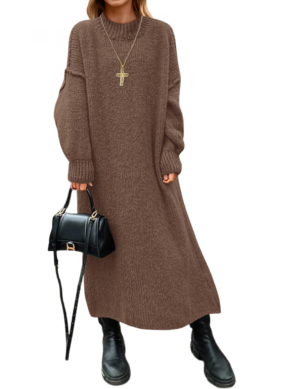 Saodimallsu Womens Mock Neck Sweater Dress