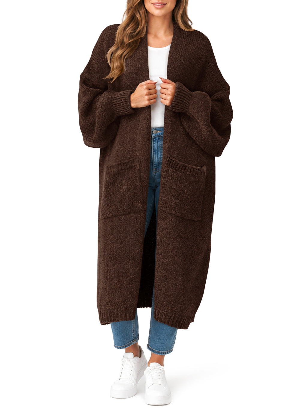 Saodimallsu Womens Oversized Open Front Cardigan