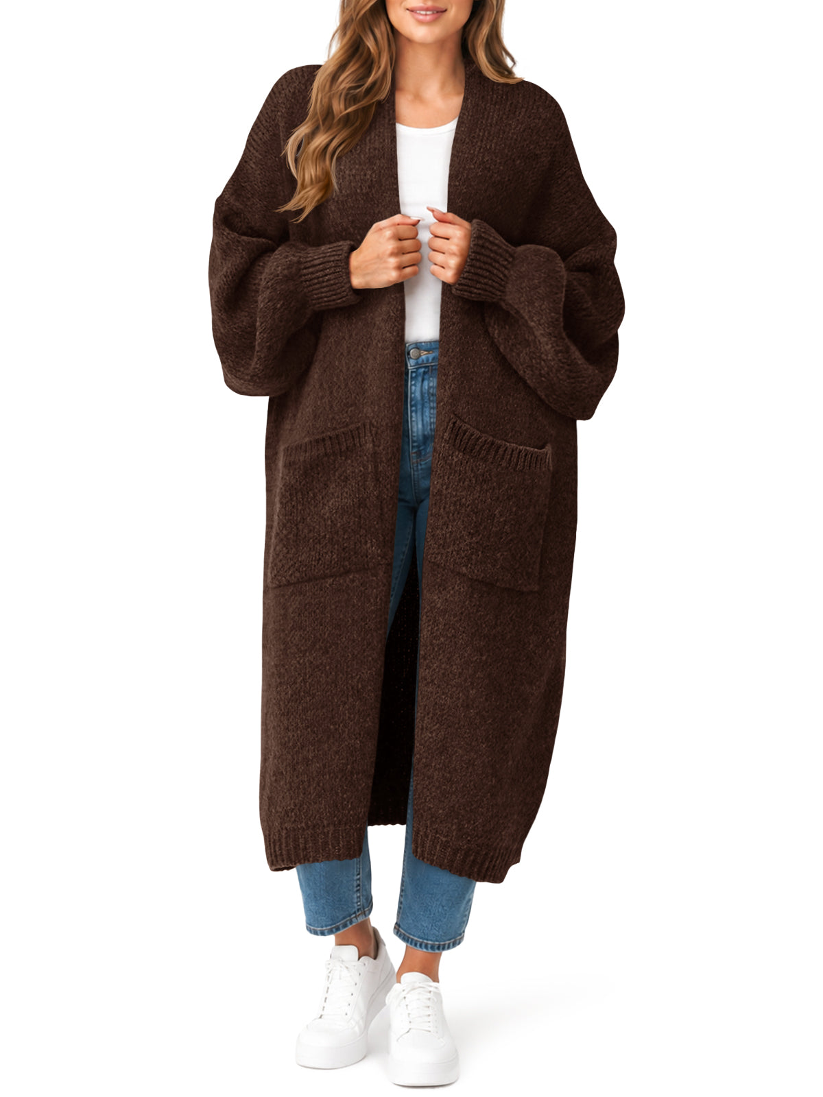 Saodimallsu Womens Oversized Open Front Cardigan