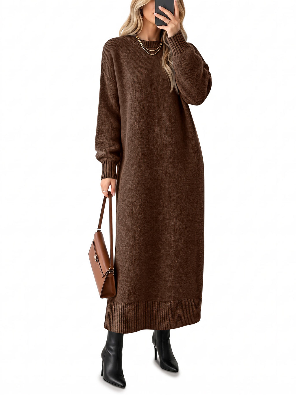 Saodimallsu Women Long Sleeve Maxi Sweater Dress