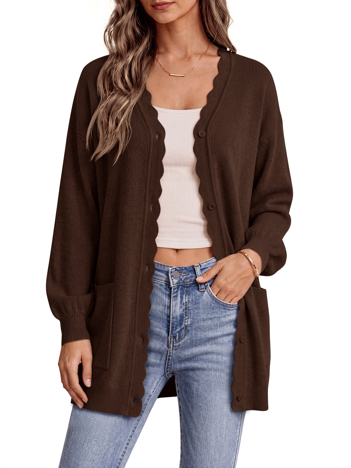 Saodimallsu Womens Oversized V Neck  Cardigan
