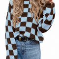 Saodimallsu Womens Checkered Fuzzy Sweaters
