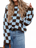 Saodimallsu Womens Checkered Fuzzy Sweaters