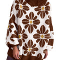 Saodimallsu Womens Floral Mock Neck Chunky Sweater