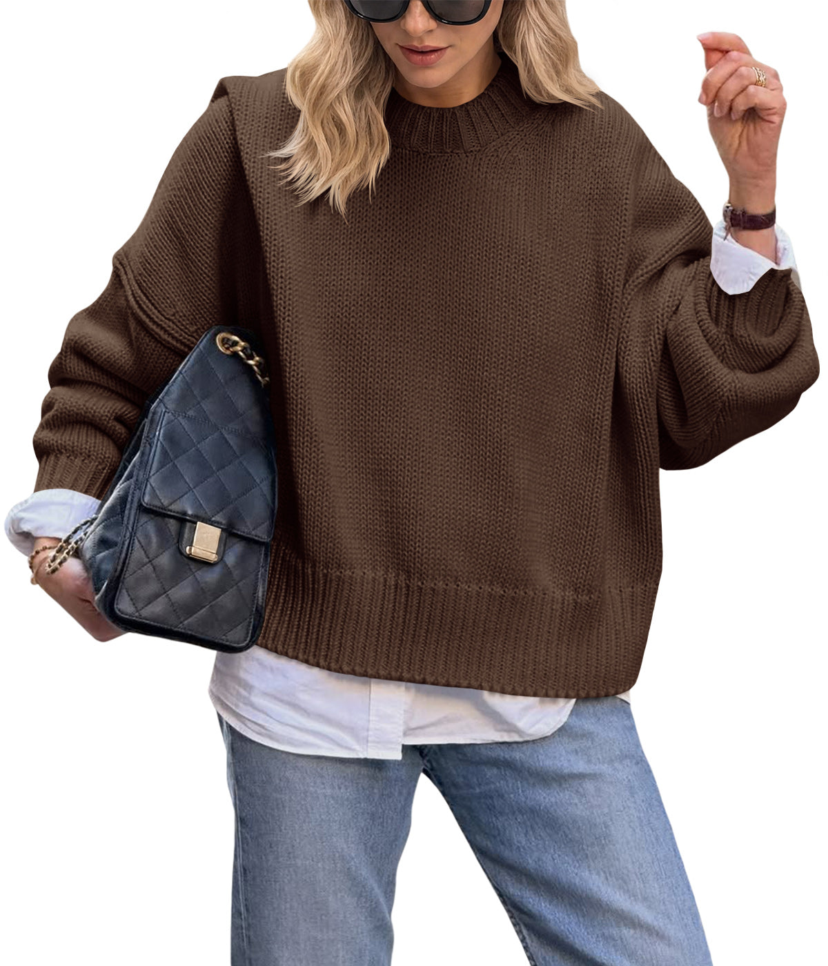 Saodimallsu Womens Oversized Chunky Knit Sweater