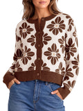 Saodimallsu Womens Floral Button Up Vintage Sweater