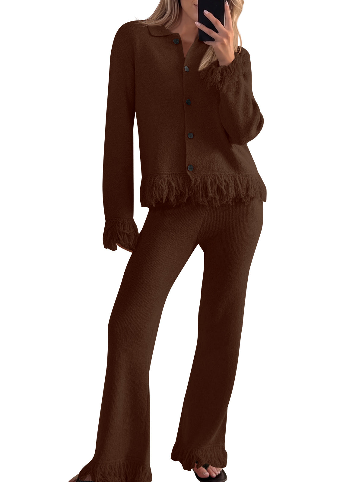 Saodimallsu Womens Fringe Sweater Sets