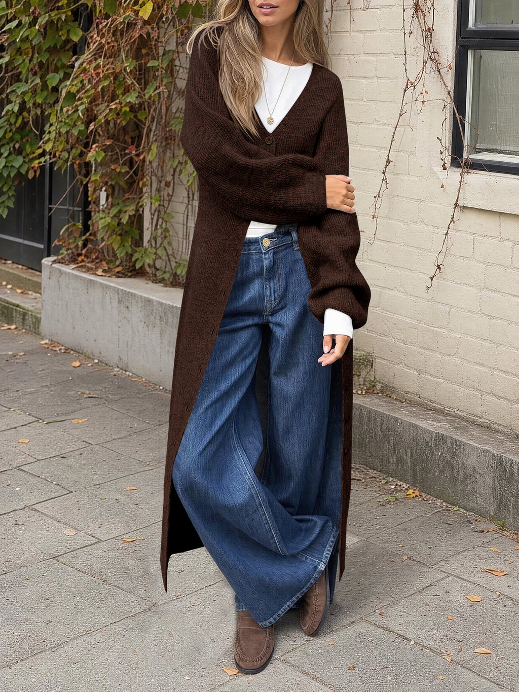 Saodimallsu Womens Oversized Long Button Up Cardigan