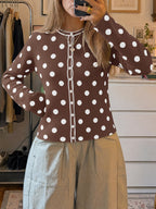 Saodimallsu Womens Polka Dot Button Up Cardigan