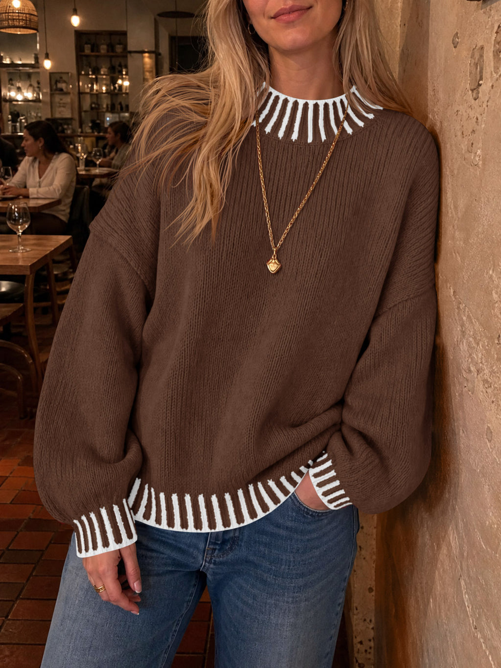 Saodimallsu Womens Chunky Mock Neck Sweater