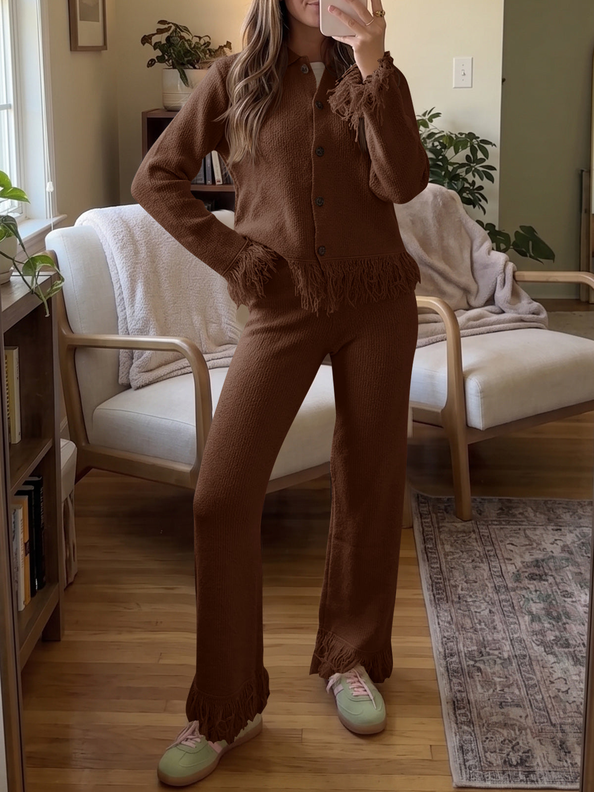 Saodimallsu Womens Fringe Sweater Sets