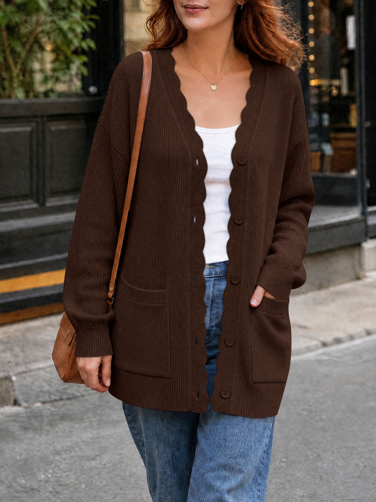 Saodimallsu Womens Oversized V Neck  Cardigan