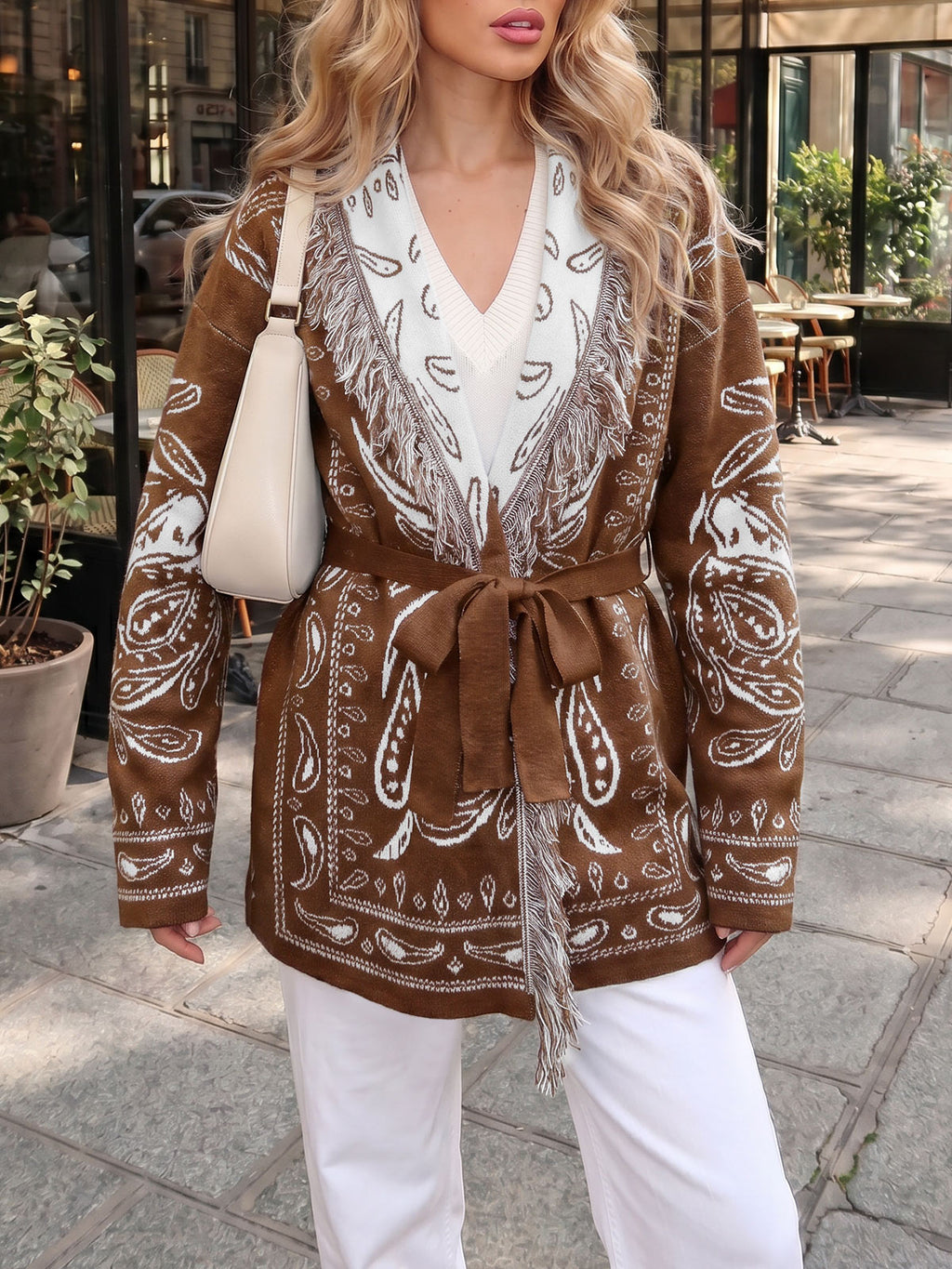 Saodimallsu Womens Tassel Knit Cardigan