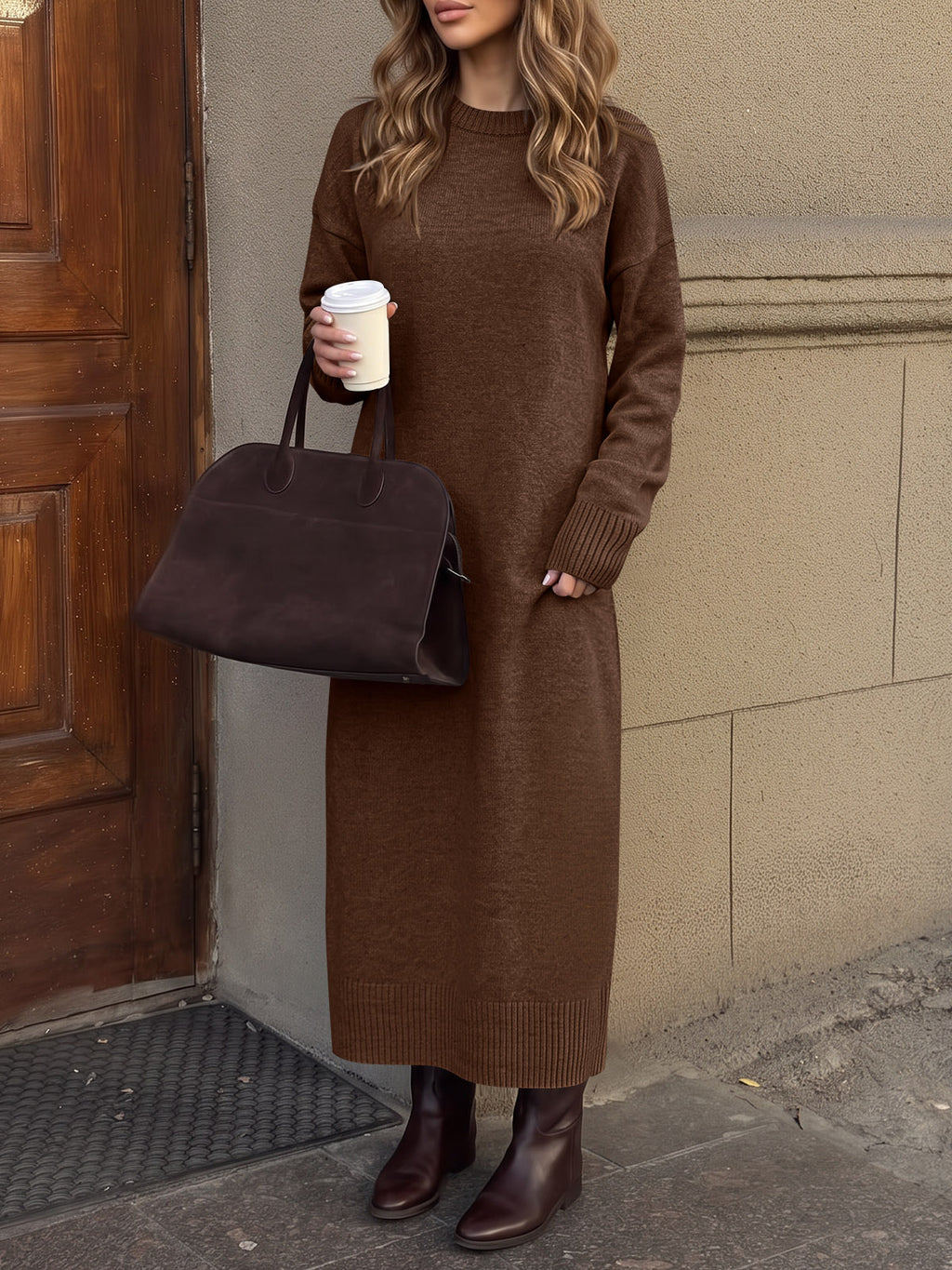 Saodimallsu Women Long Sleeve Maxi Sweater Dress