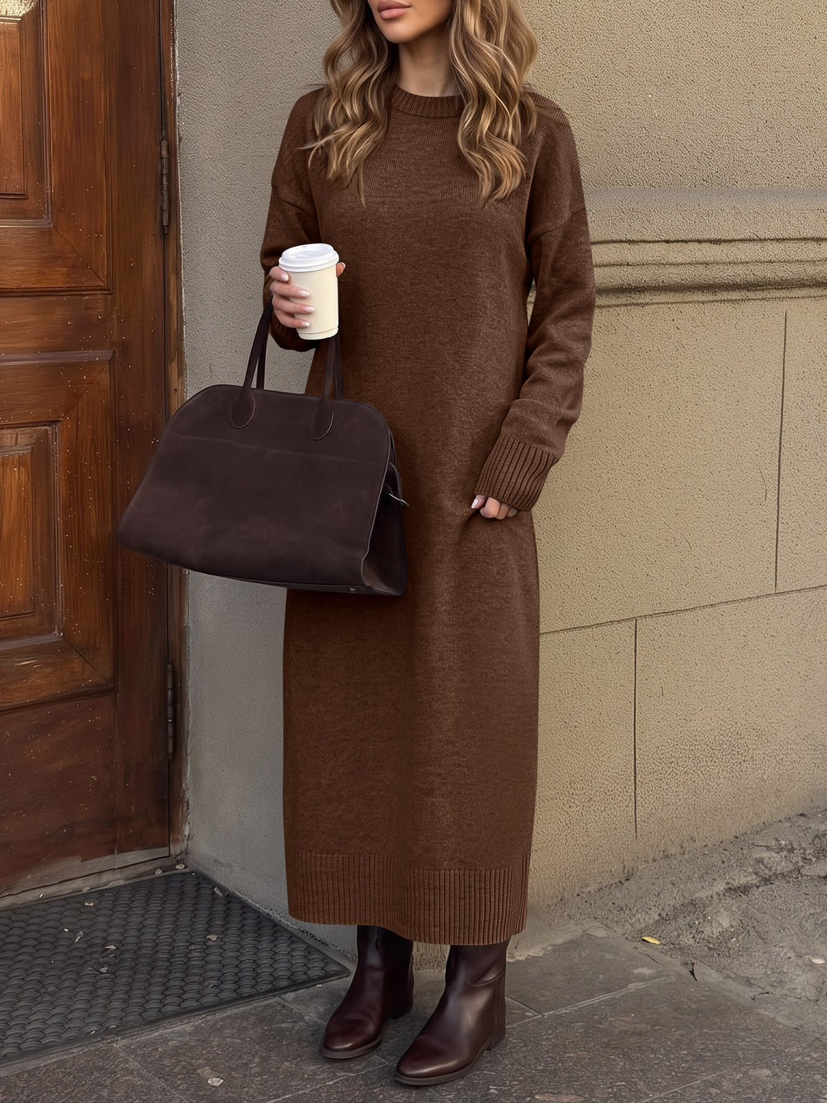 Saodimallsu Women Long Sleeve Maxi Sweater Dress