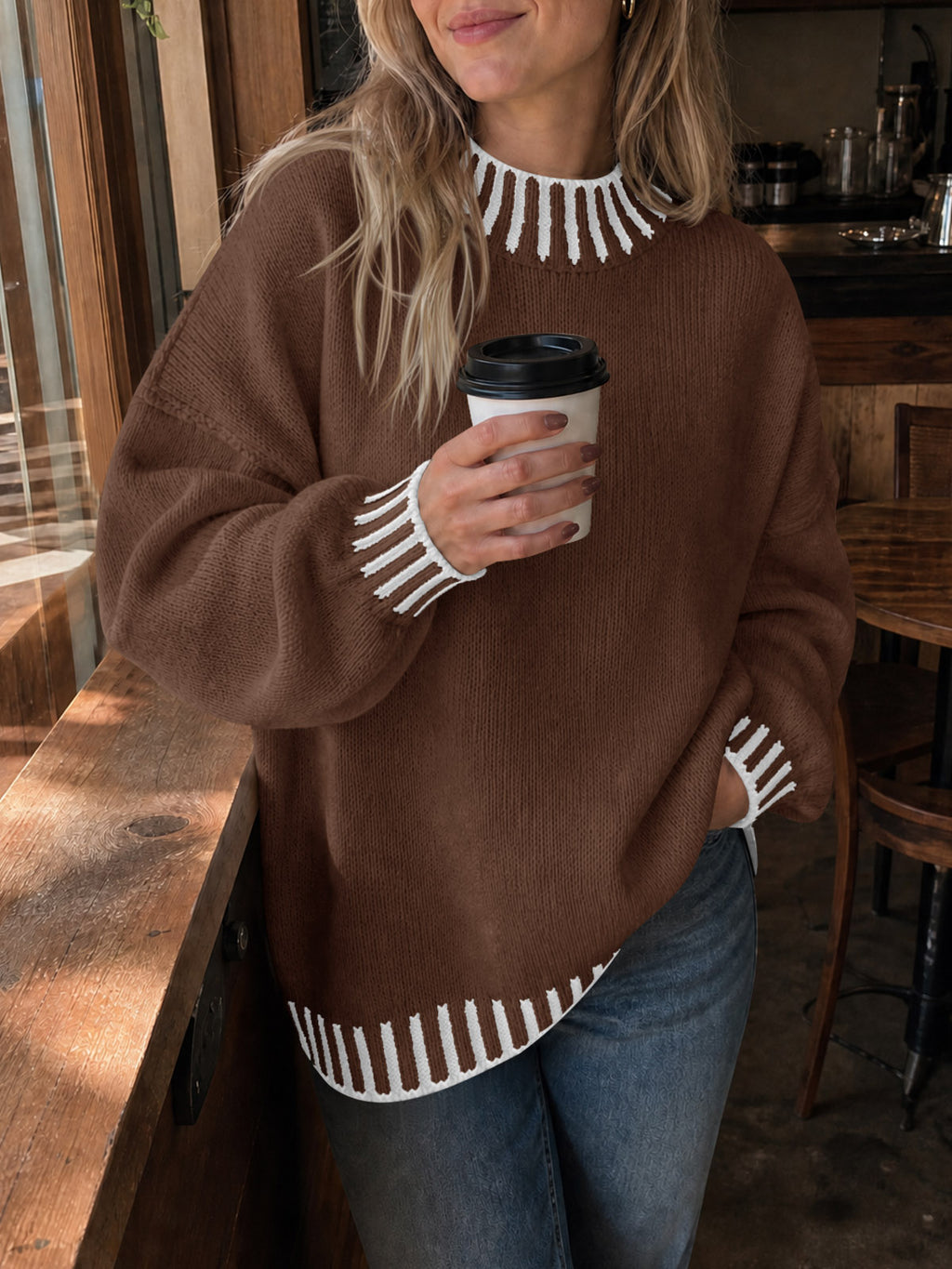Saodimallsu Womens Chunky Mock Neck Sweater