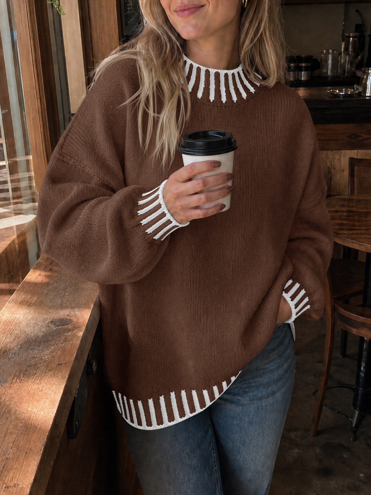 Saodimallsu Womens Chunky Mock Neck Sweater