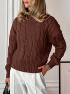 Saodimallsu Womens Mock Neck Cable Knit Sweater