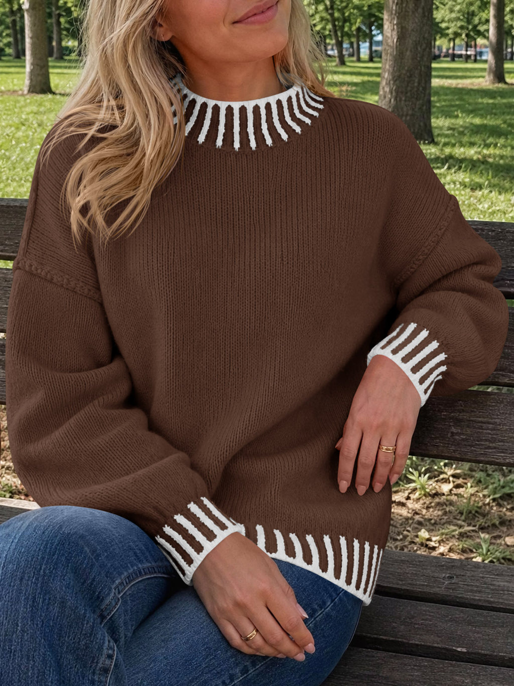 Saodimallsu Womens Chunky Mock Neck Sweater