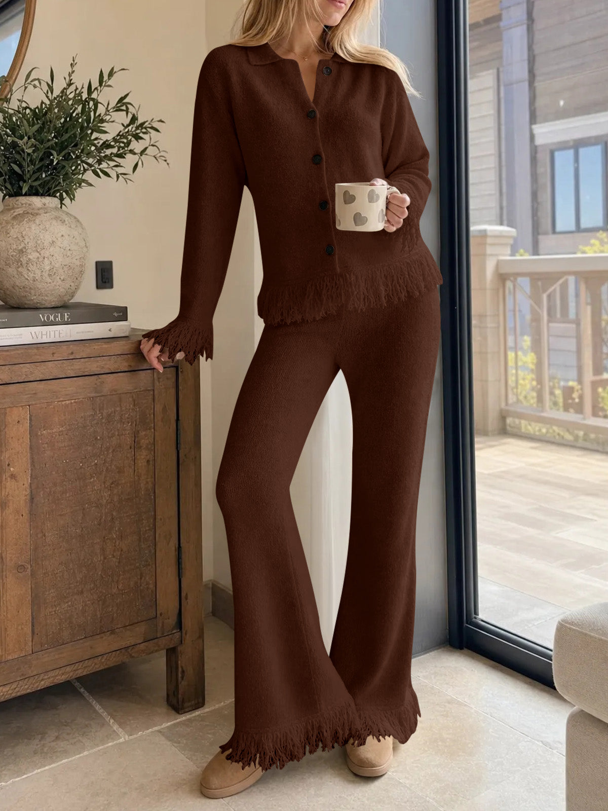Saodimallsu Womens Fringe Sweater Sets