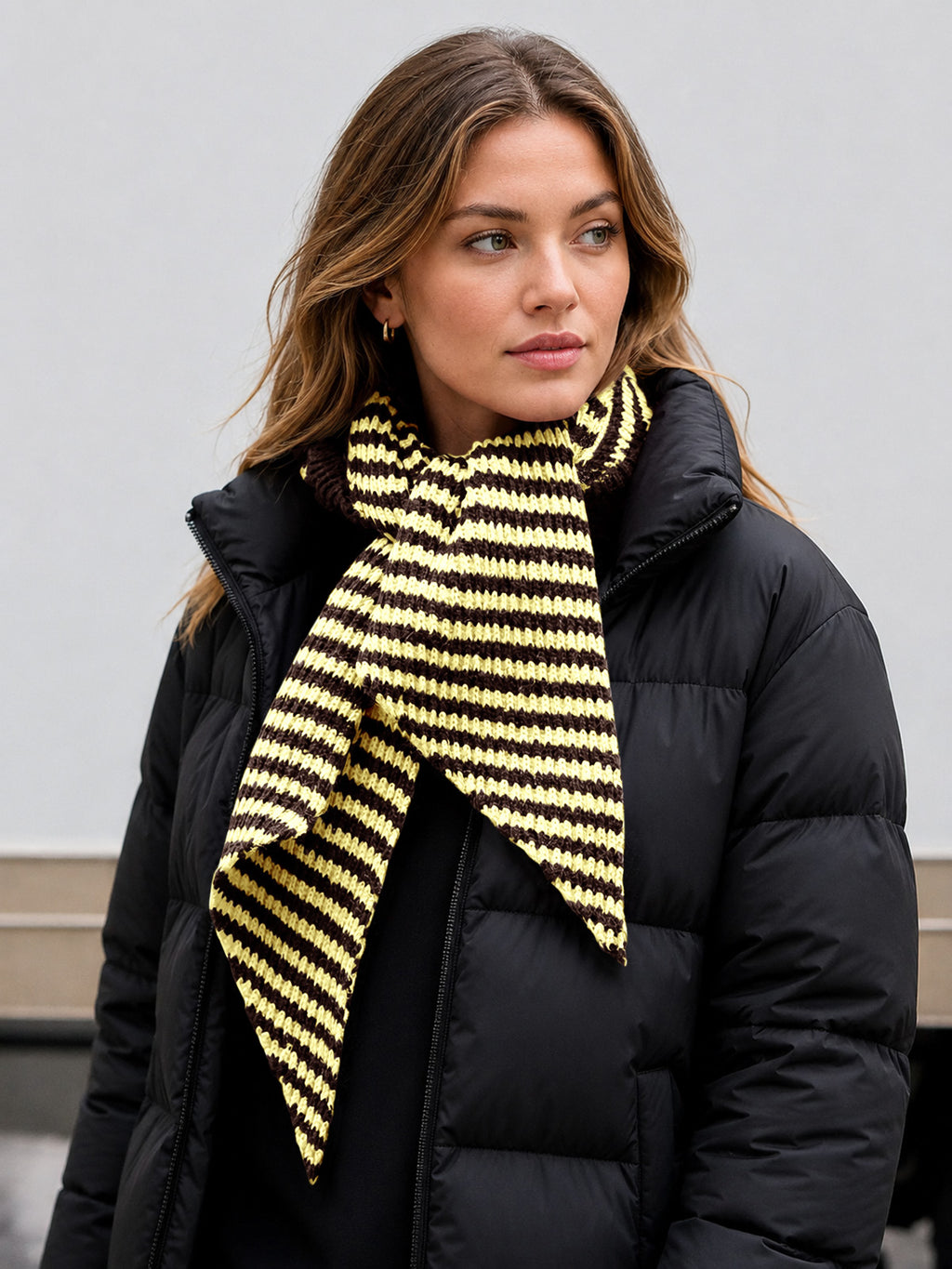 Saodimallsu Womens Striped Hooded Scarf Knit Hat