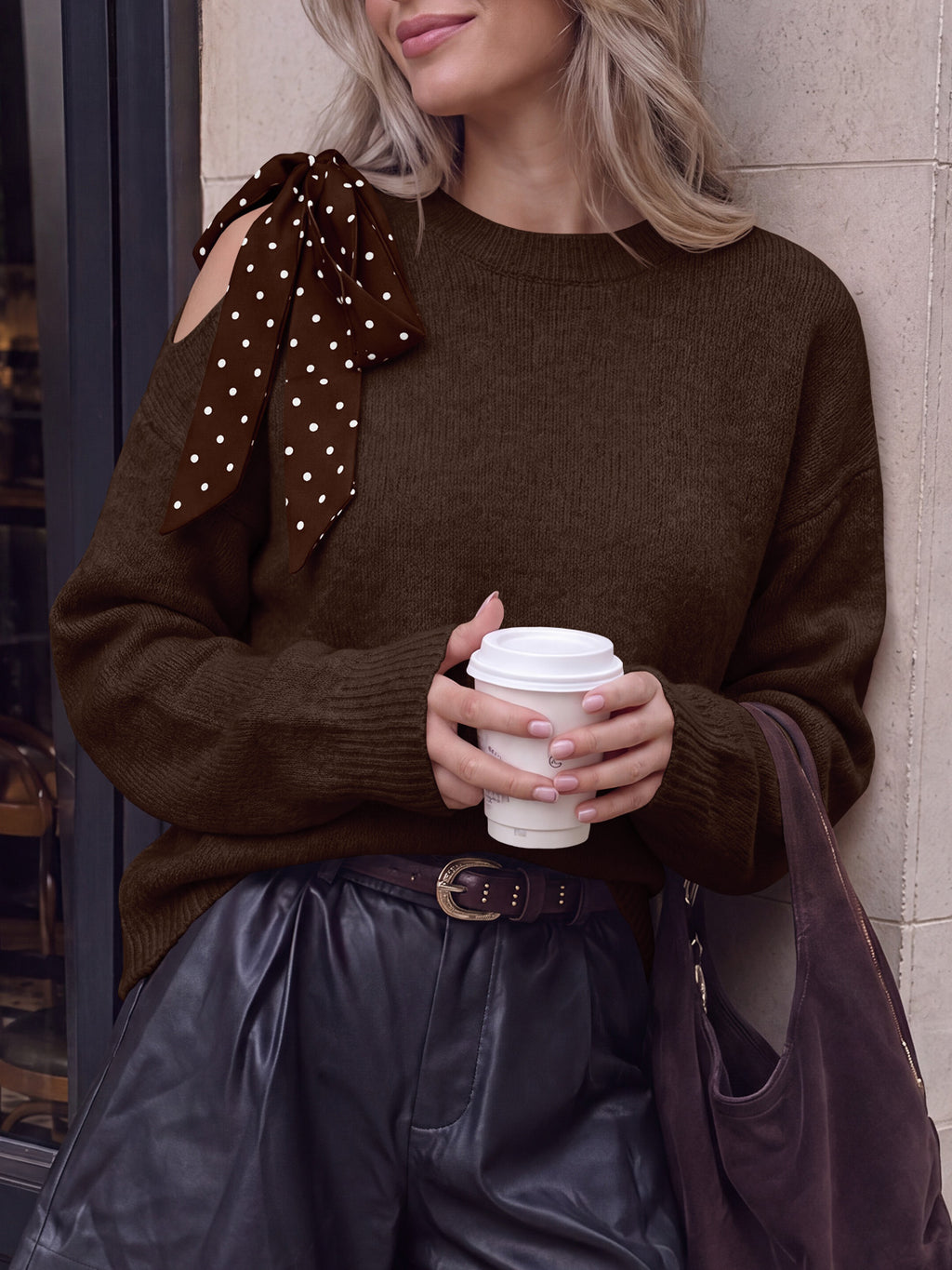 Saodimallsu Womens One Shoulder Sweater Tops