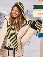 Saodimallsu Womens Striped Hooded Scarf Knit Hat