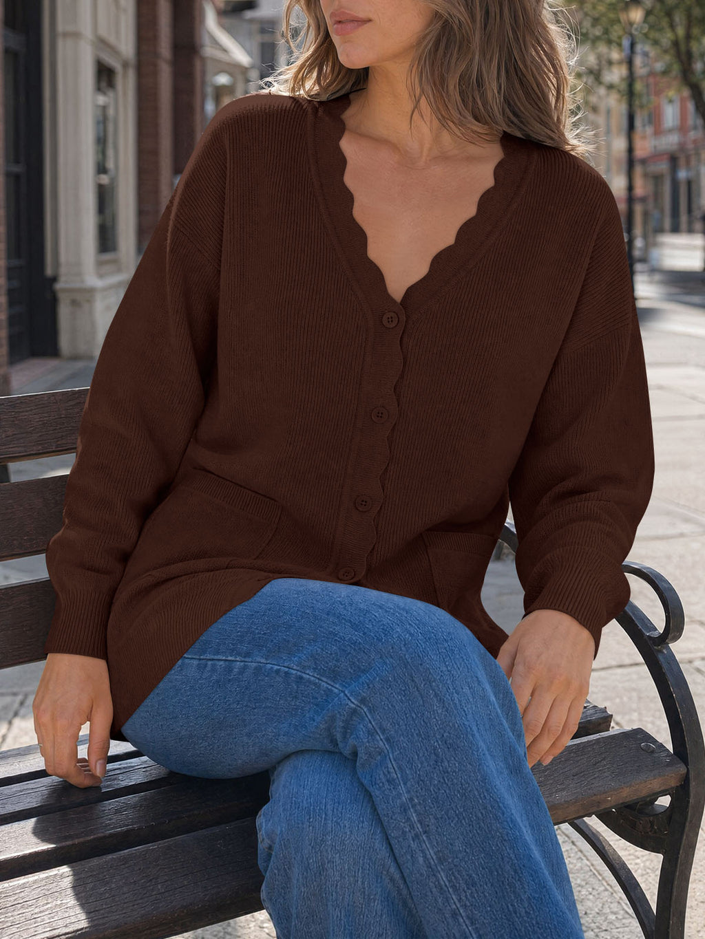 Saodimallsu Womens Oversized V Neck  Cardigan