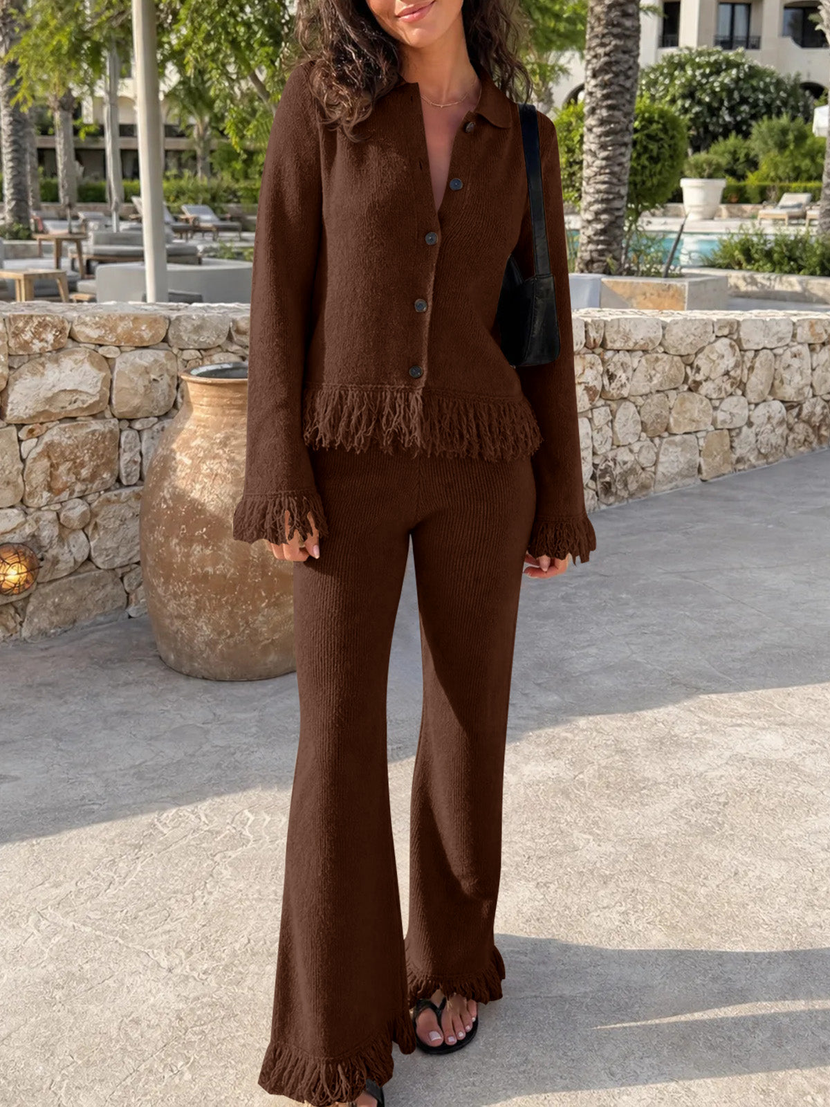 Saodimallsu Womens Fringe Sweater Sets