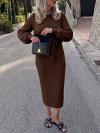 Saodimallsu Womens Ribbed Knit Sweater Dress