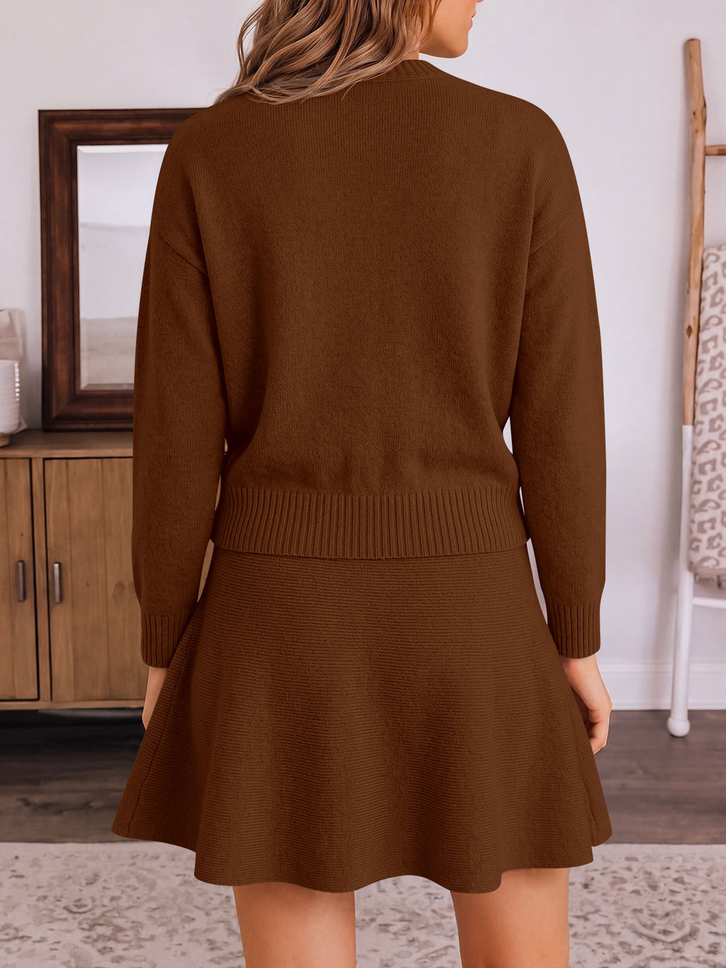 Saodimallsu Women 2 Piece Sweater Skirt Set