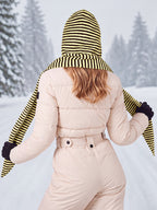 Saodimallsu Womens Striped Hooded Scarf Knit Hat