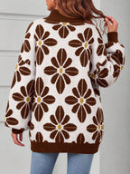 Saodimallsu Womens Floral Mock Neck Chunky Sweater