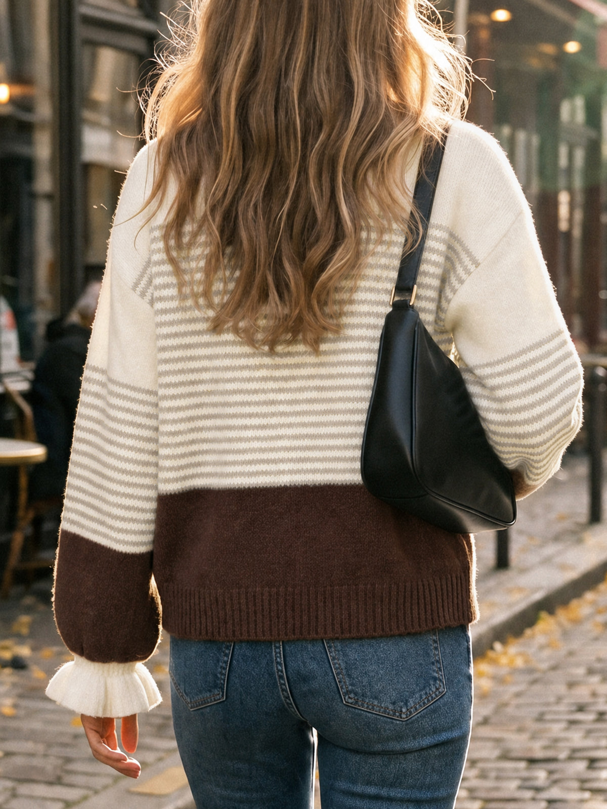 Saodimallsu Women Ruffle Sleeve Sweater