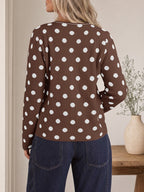 Saodimallsu Womens Polka Dot Button Up Cardigan