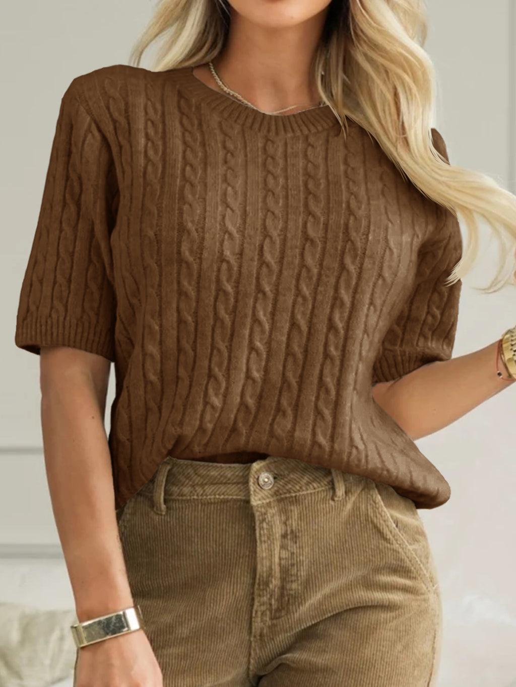 Saodimallsu Womens Cable Knit Sweater Tops