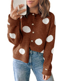 Saodimallsu Women Polka Dot Knit Cardigan