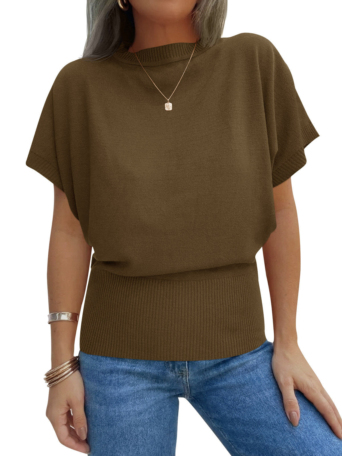 Saodimallsu Womens Batwing Cinched Waist Sweater