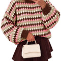 Saodimallsu Women Color Block Knit Sweater