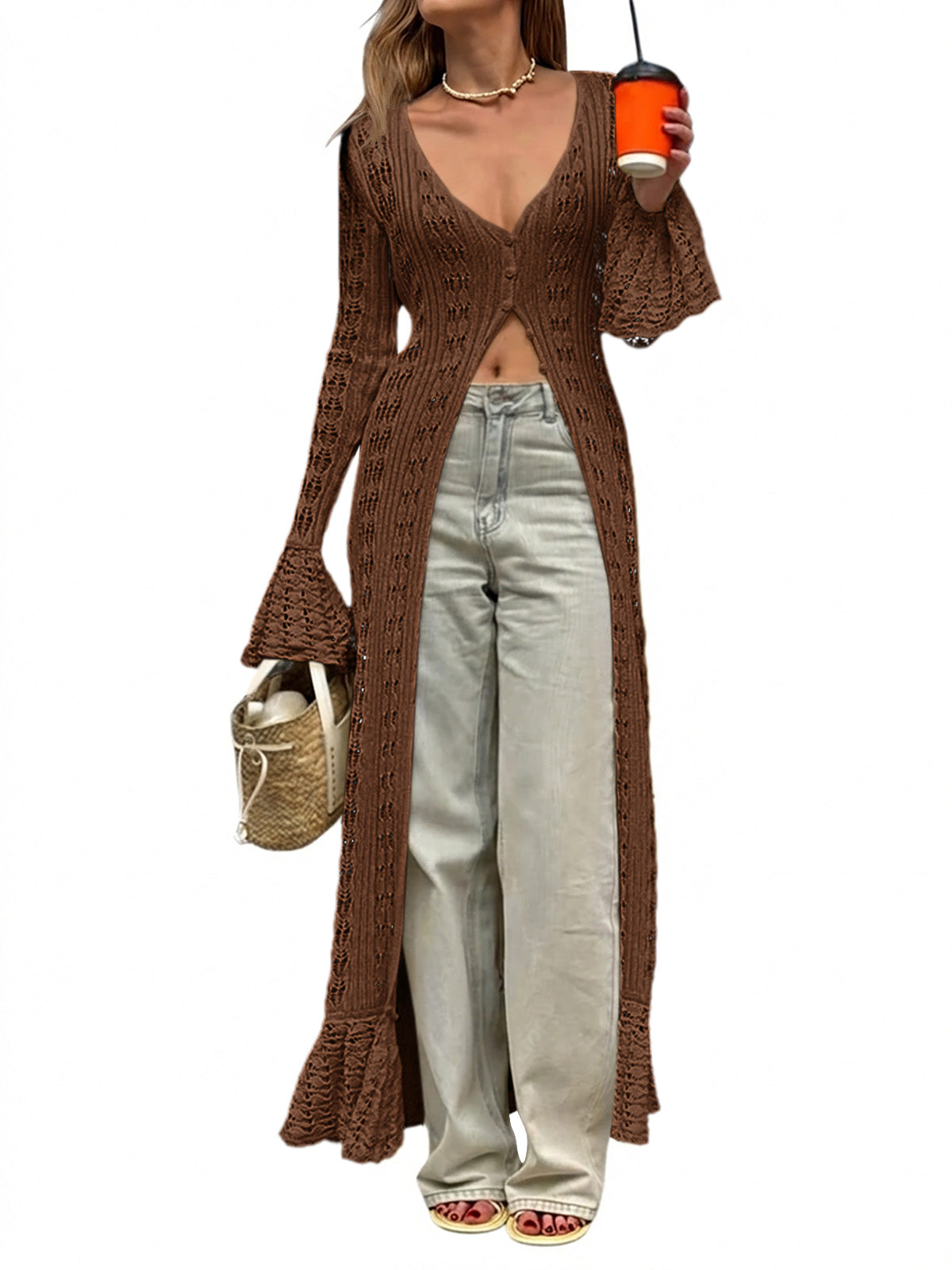 Saodimallsu Womens Boho Crochet Cardigan