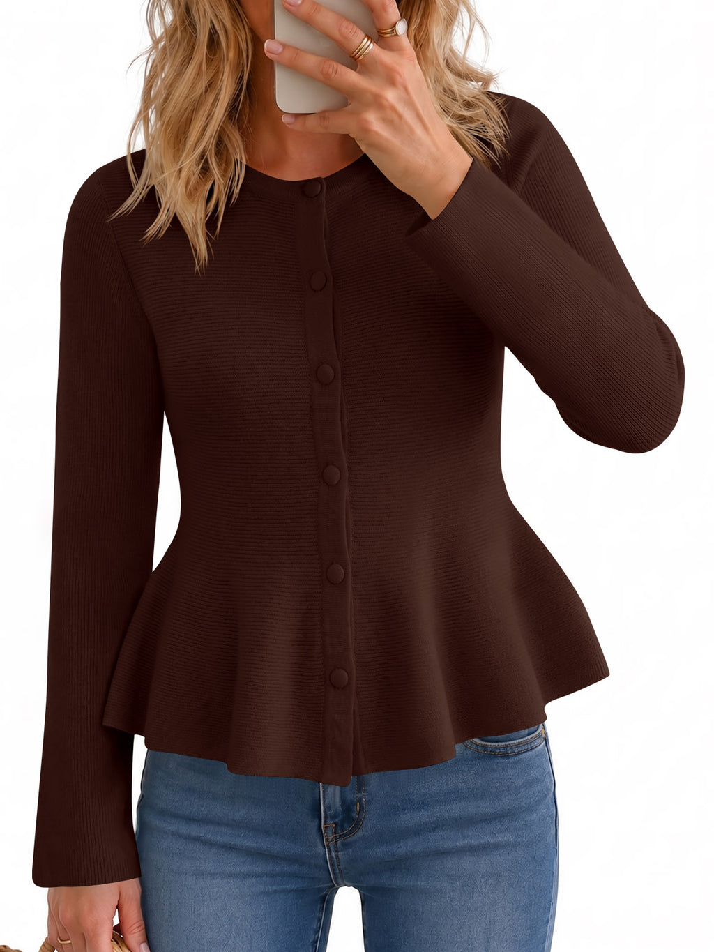 Saodimallsu Womens Ruffle Knit Cardigan Tops