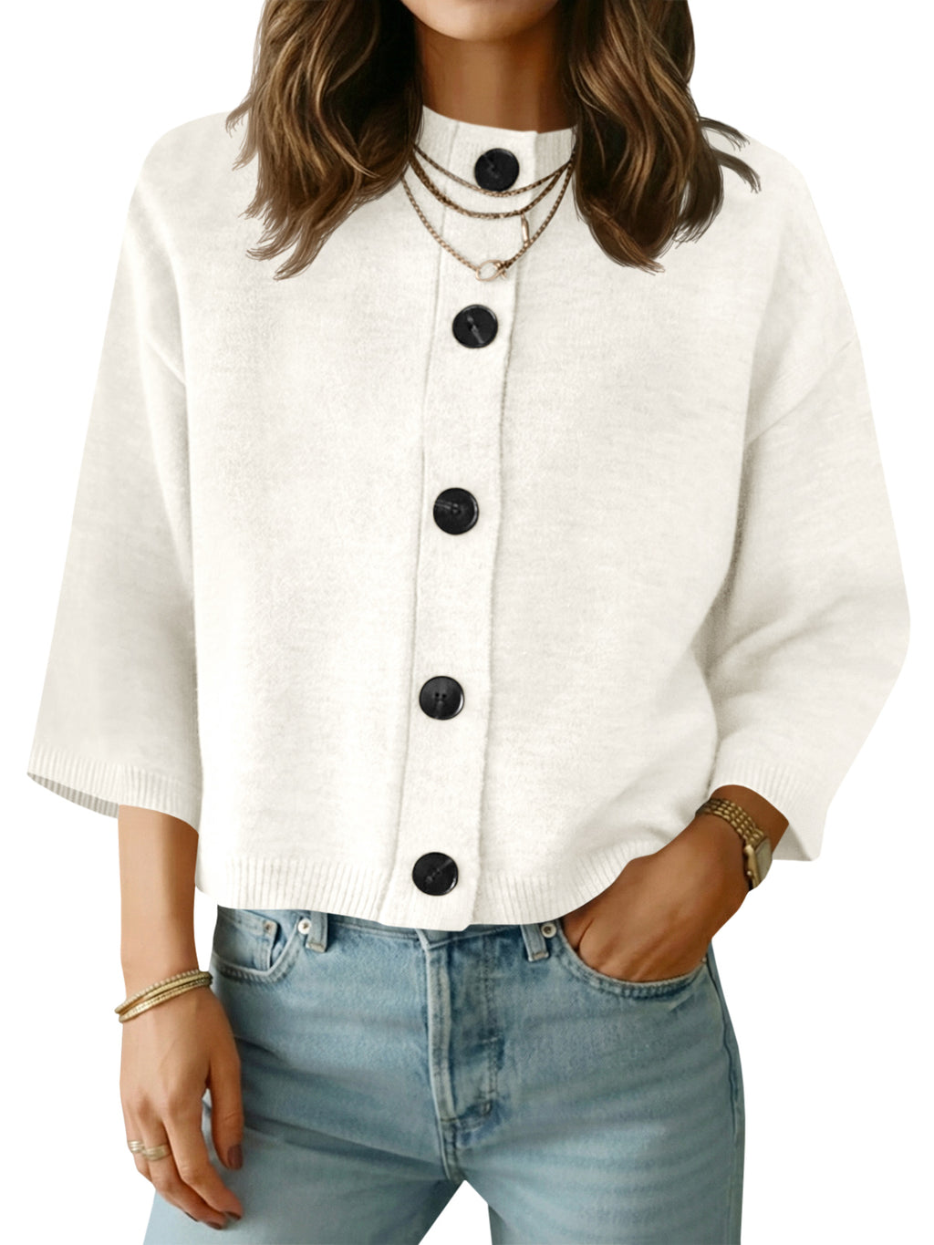 Saodimallsu Womens Short Sleeve Button Down Cardigan