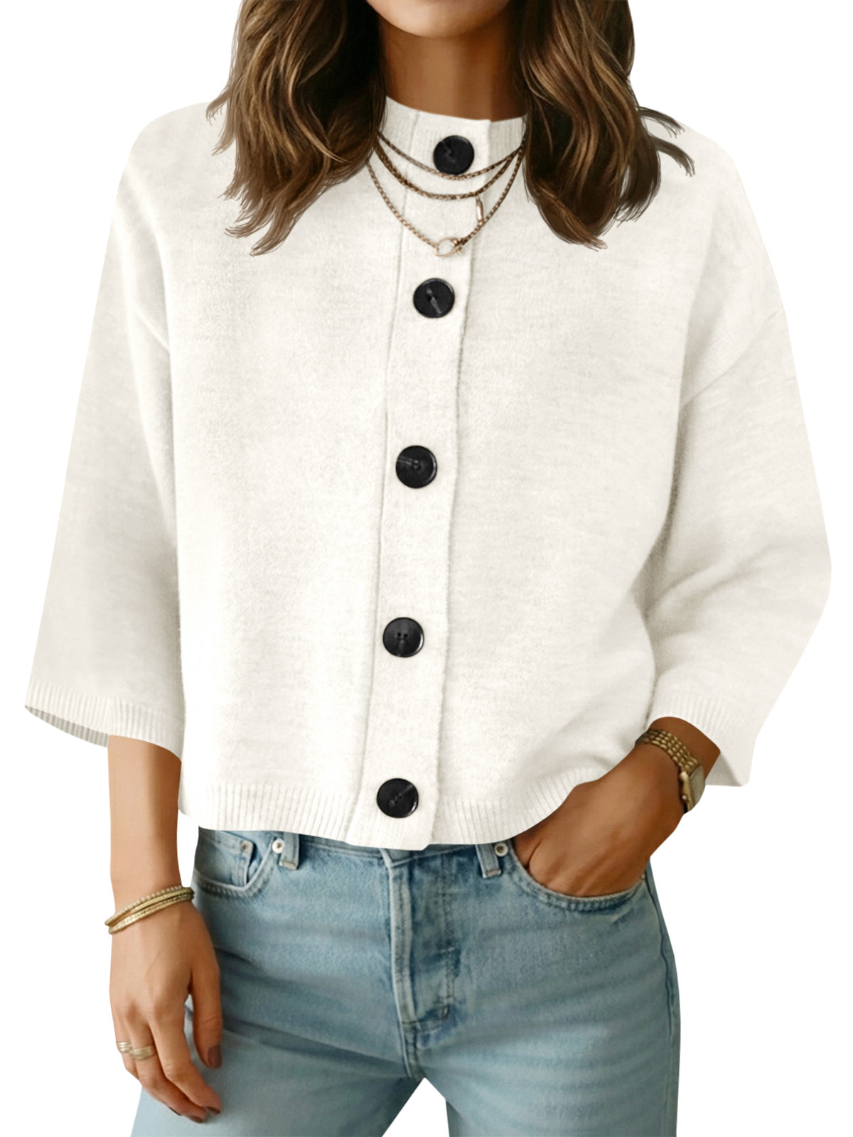 Saodimallsu Womens Short Sleeve Button Down Cardigan