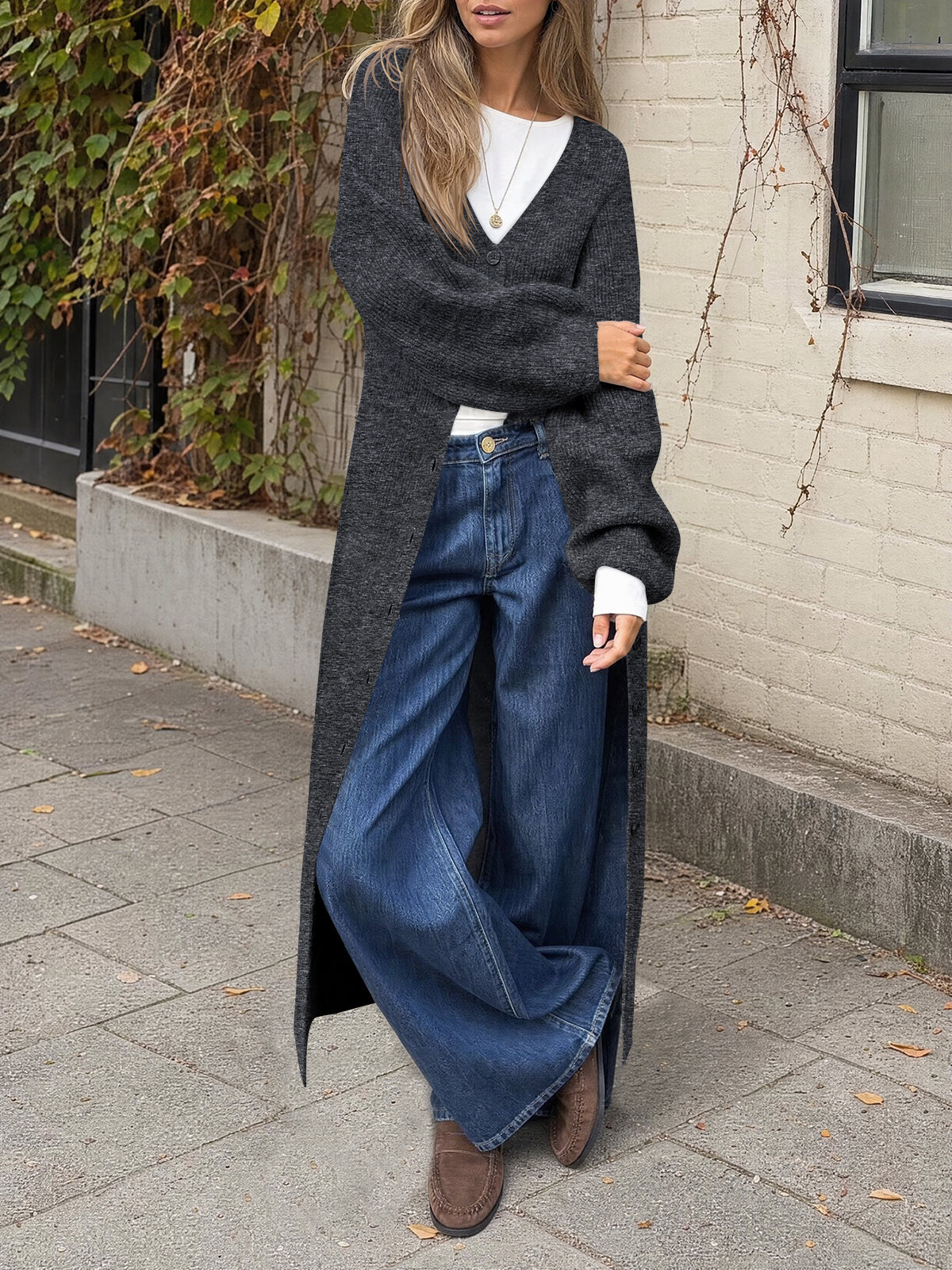 Saodimallsu Womens Oversized Long Button Up Cardigan